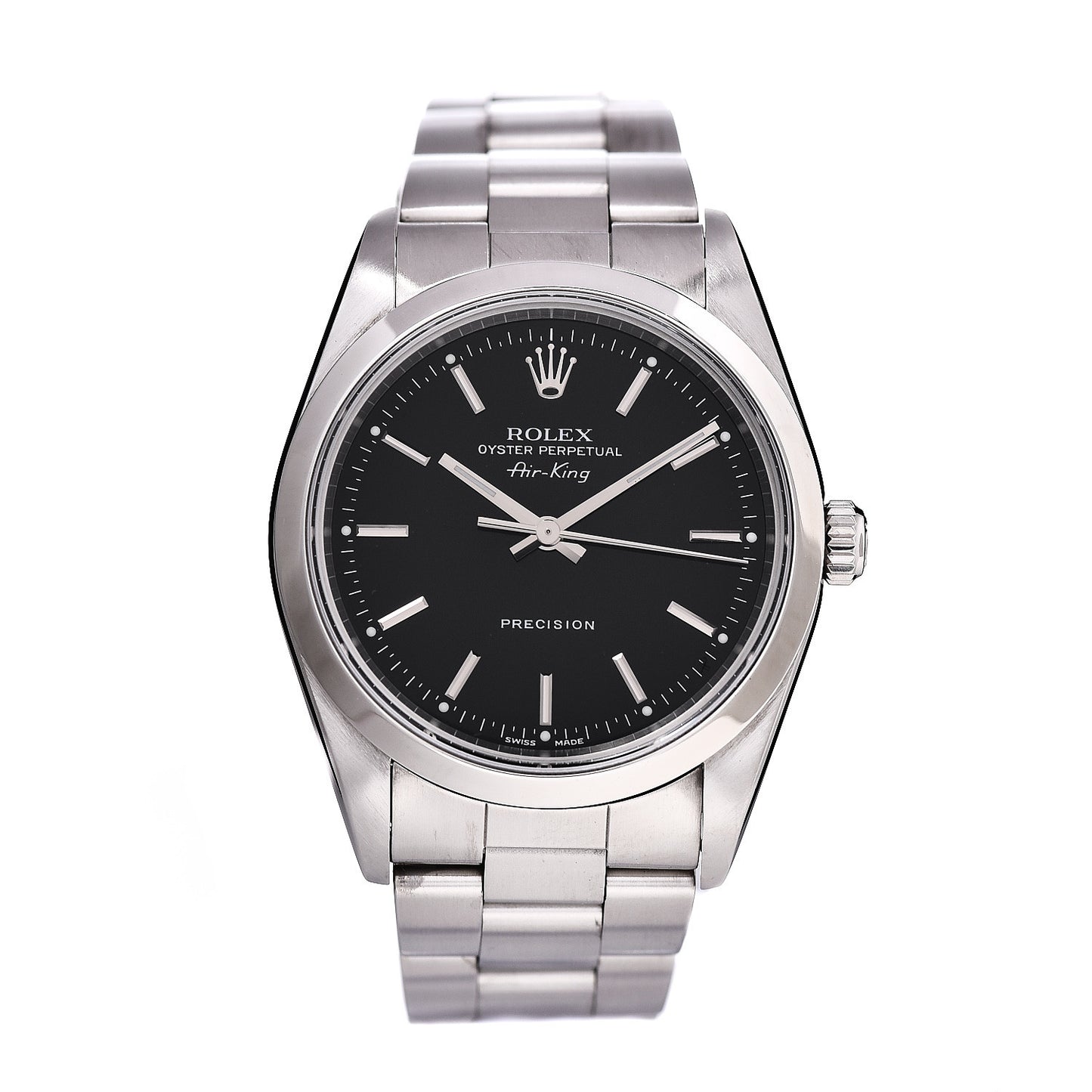 Stainless Steel 34mm Air-King Oyster Perpetual Precision Watch Black 14000