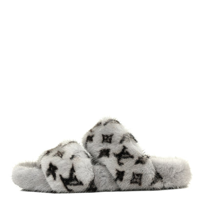 Louis Vuitton Mink Fur Bom Dia Slippers 39 Grey 1 of 9
