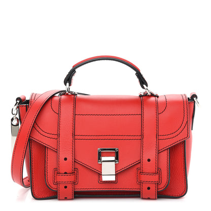 Proenza Schouler Grainy Calfskin Tiny PS1 Satchel Geranium 1 of 8