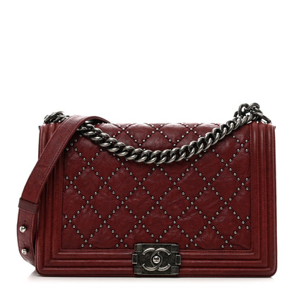 Chanel Crumpled Lambskin New Medium Studded Boy Flap Red 1 of 10
