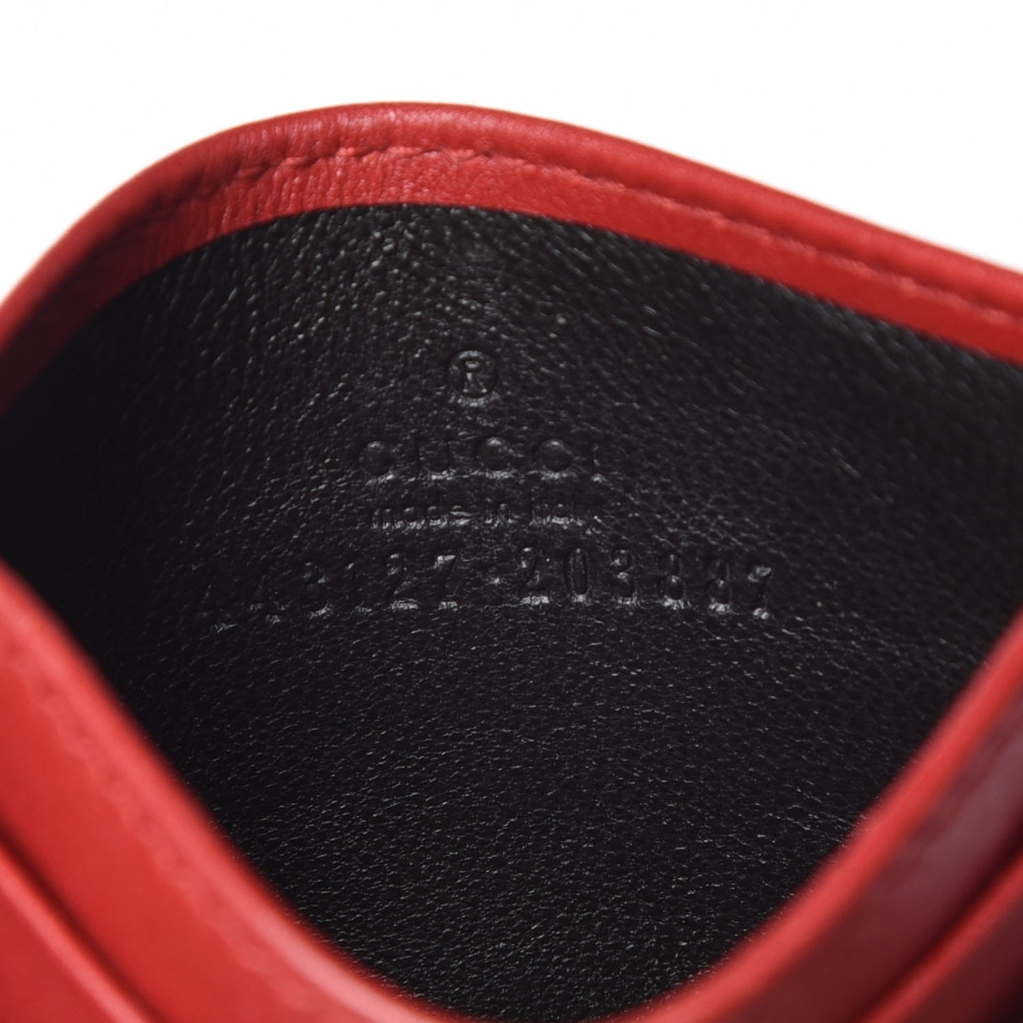 Calfskin Matelasse GG Marmont Card Holder Hibiscus Red