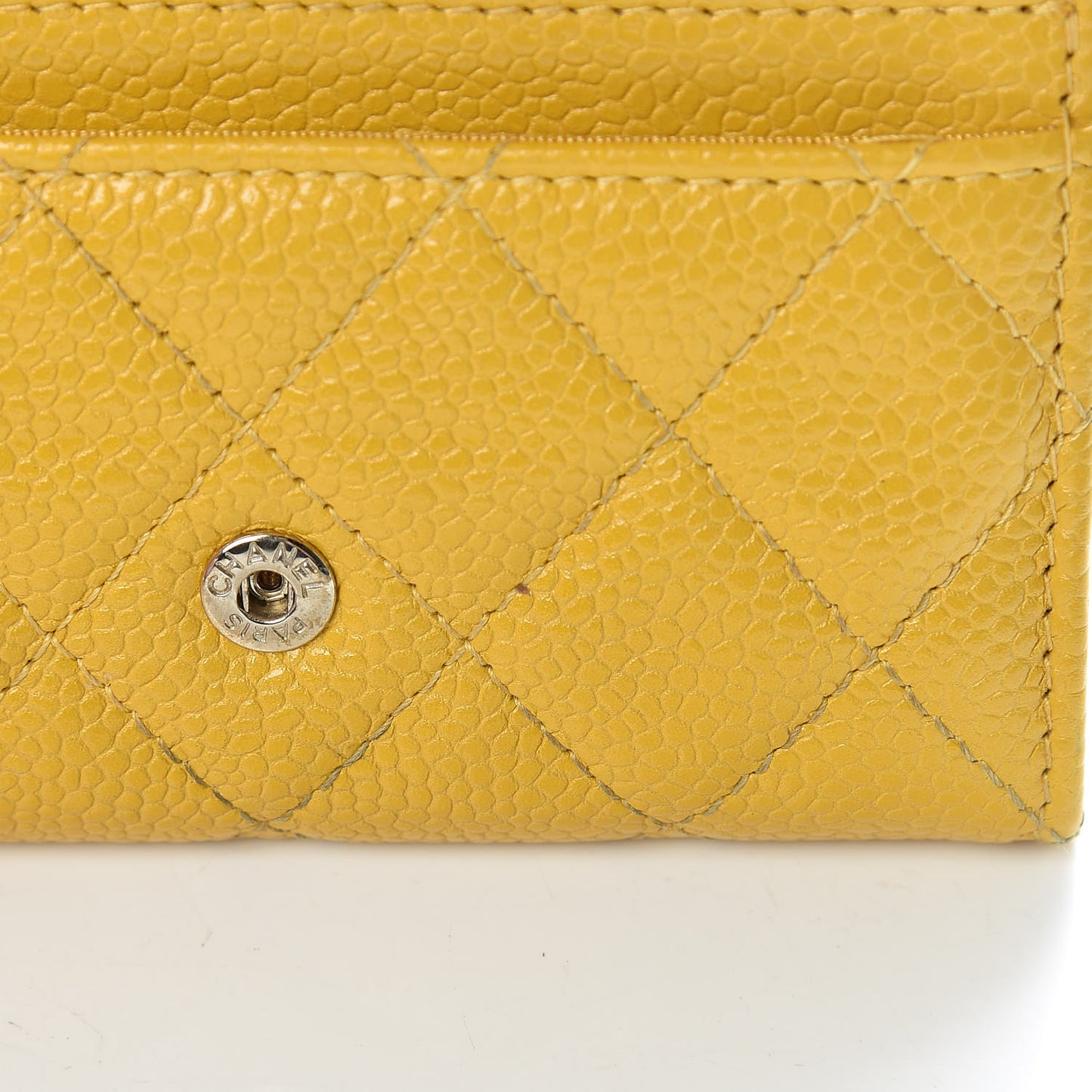 Caviar Quilted Flap Card Holder Yellow