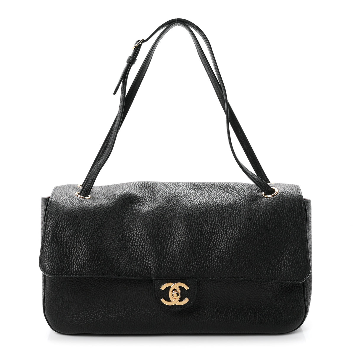 Grained Calfskin Small Souplissimo Maxi Flap Black