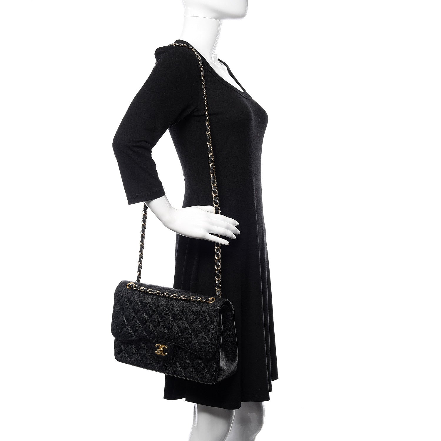 Chanel Caviar Quilted Jumbo Double Flap Black 2 of 11