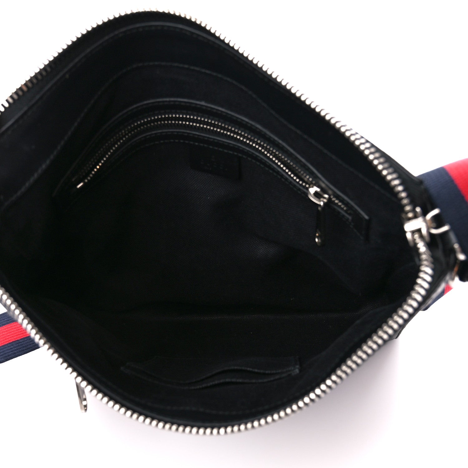 Gucci GG Supreme Monogram Appia Calfskin Web Flat Messenger Bag Black Grey 5 of 12