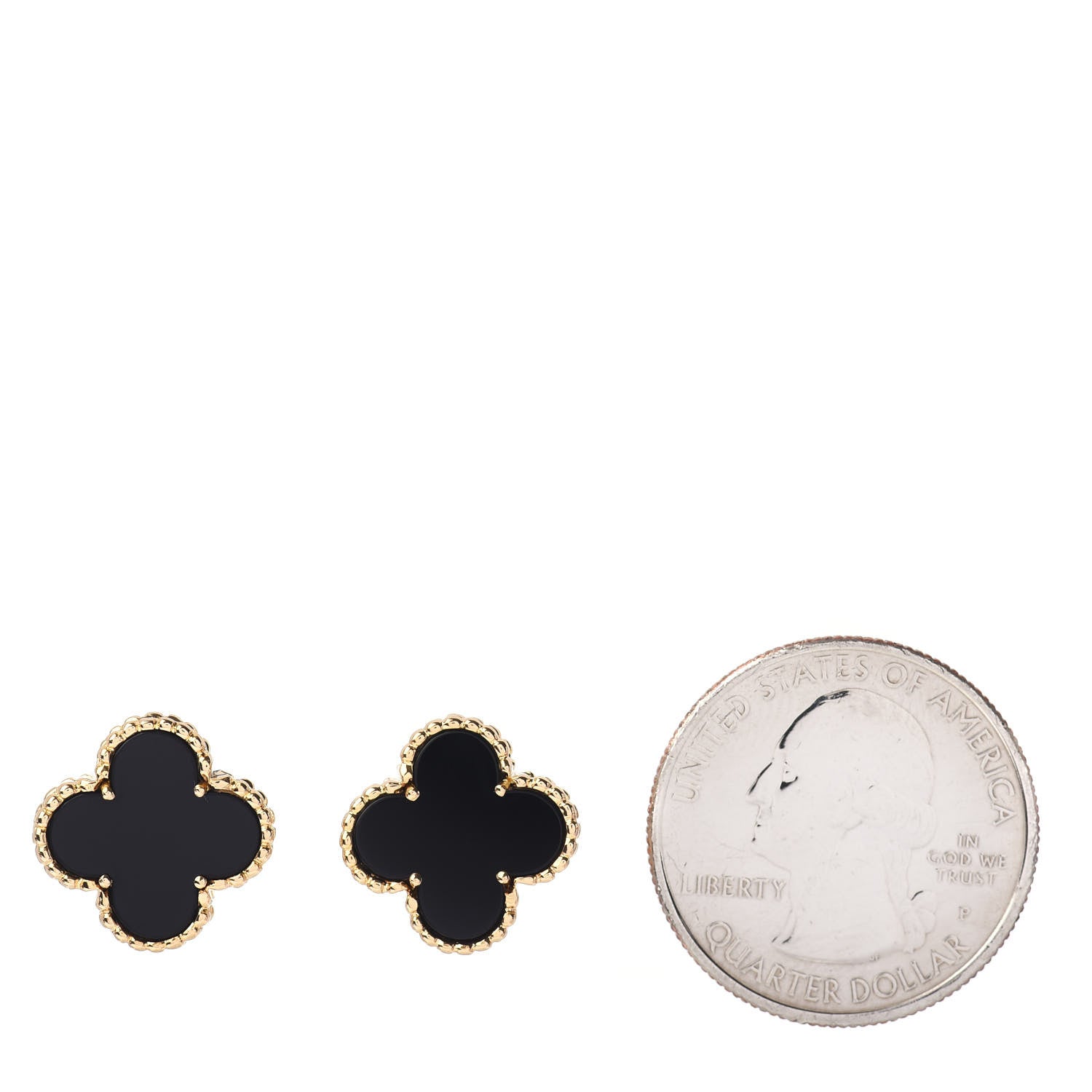 Van Cleef & Arpels 18K Yellow Gold Black Onyx Vintage Alhambra Earrings 2 of 4