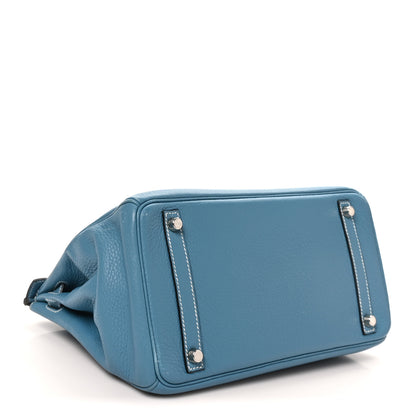 Hermes Taurillon Clemence Birkin 30 Blue Jean 4 of 11