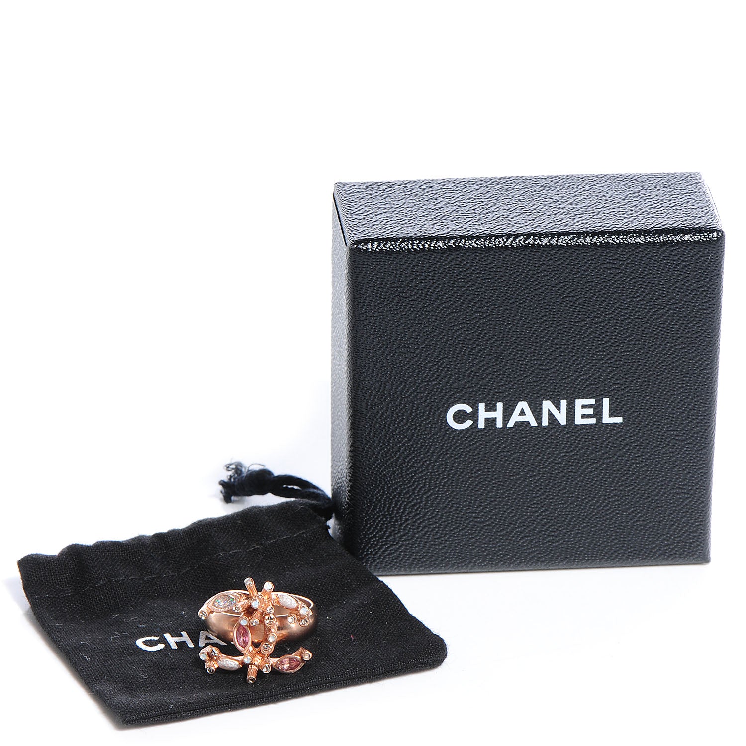 Chanel Marquise Crystal CC Logo Ring 7 Pink 5 of 5