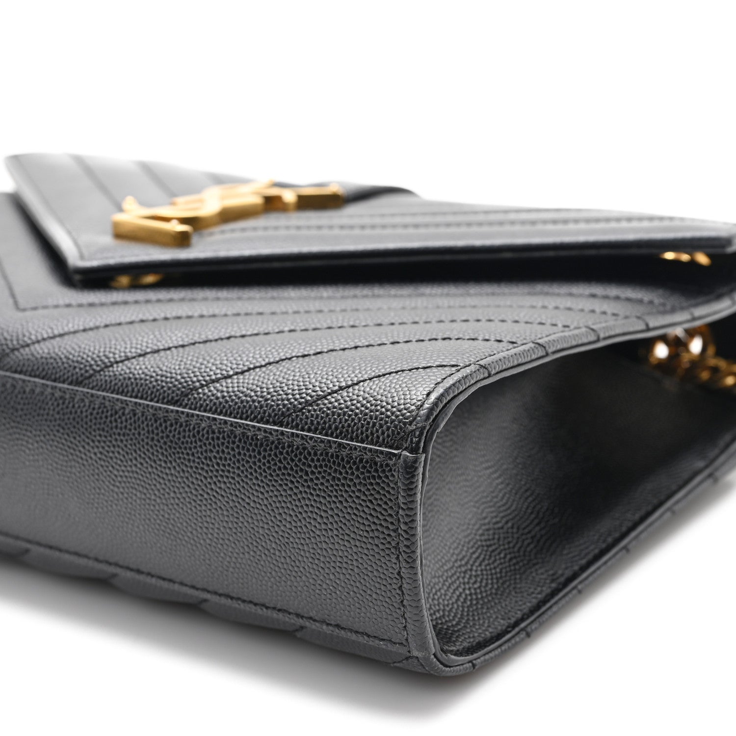 Saint Laurent Grain De Poudre Matelasse Chevron Medium Monogram Satchel Black 10 of 11