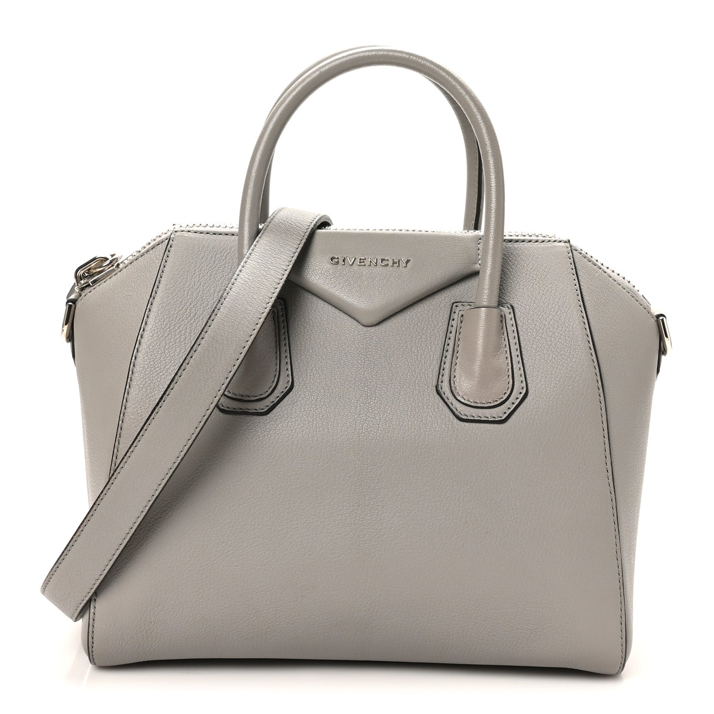 Sugar Goatskin Small Antigona Pearl Grey