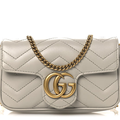 Gucci Calfskin Matelasse Super Mini GG Marmont Shoulder Bag Grey 8 of 10
