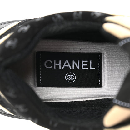 Chanel Suede Calfskin Printed Womens CC Printed Sneakers 36 Black Beige 7 of 8