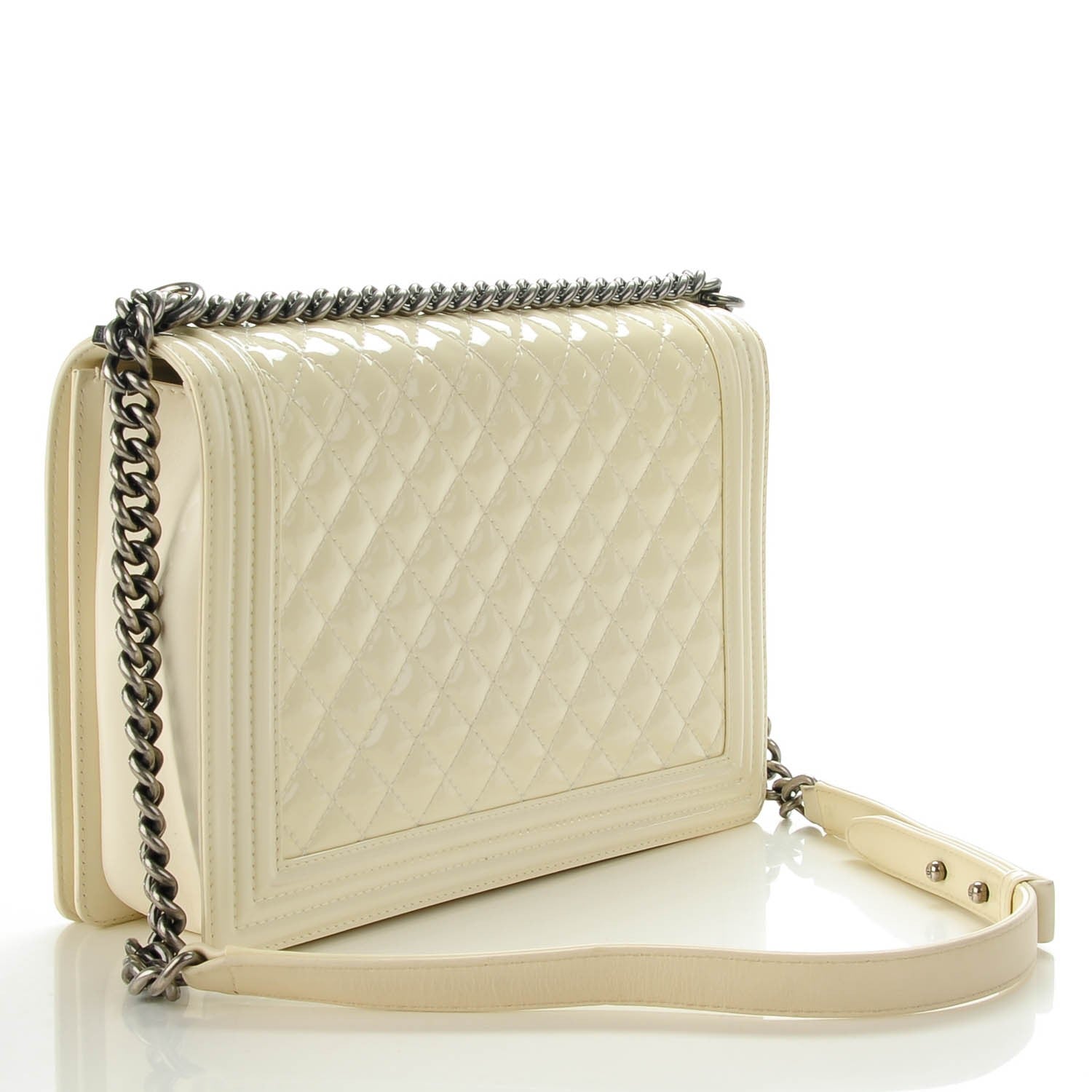 Chanel Patent Quilted Large Boy Flap White 3 of 7