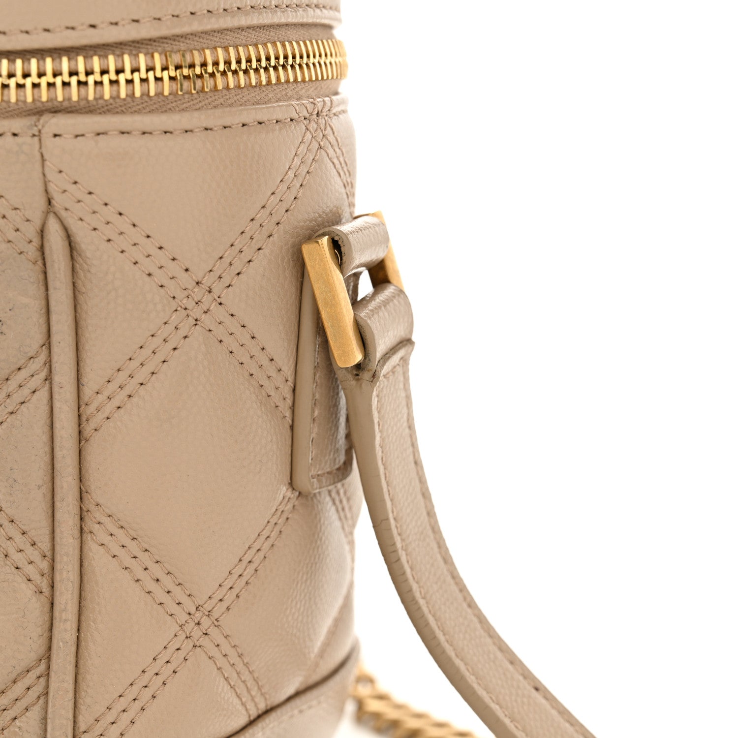 Saint Laurent Grain de Poudre Quilted 80's Vanity Bag Dark Beige 11 of 12