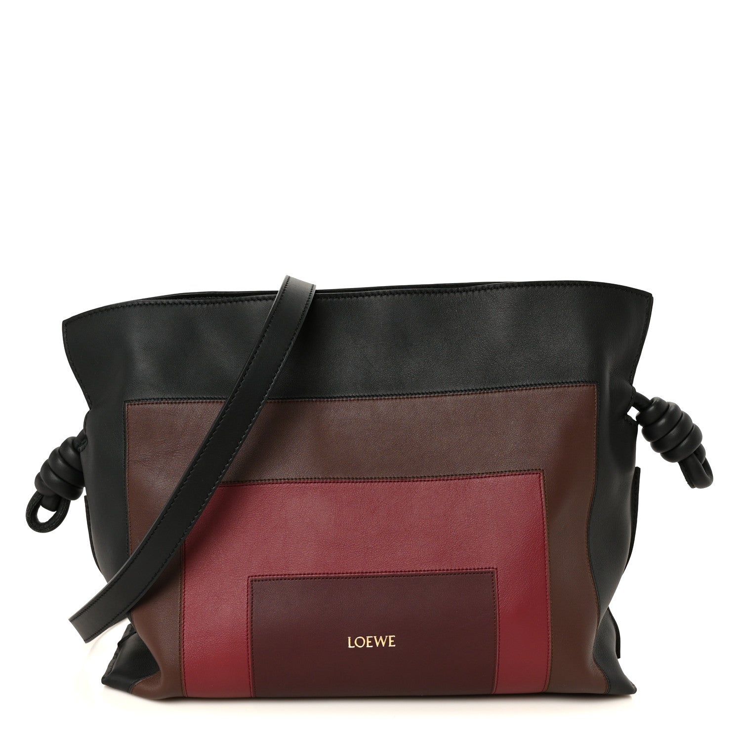 Loewe X ALBERS Nappa Calfskin Small Flamenco Knot Bag Black Burgundy 1 of 11