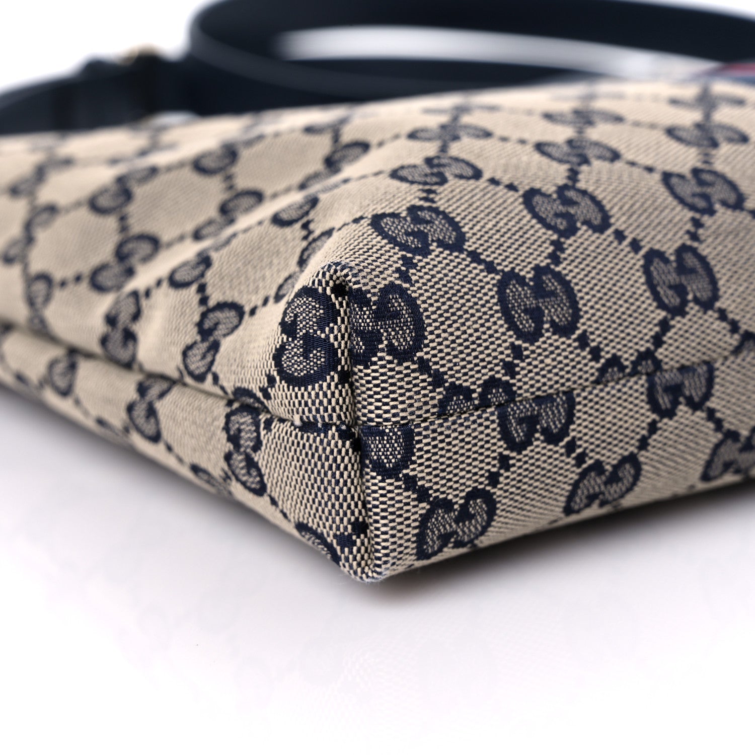 Gucci GG Supreme Monogram Web Flat Messenger Bag Navy 8 of 10