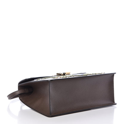 Gucci Calfskin Embroidered Medium Sylvie Top Handle Bag New Acero Multicolor 4 of 11