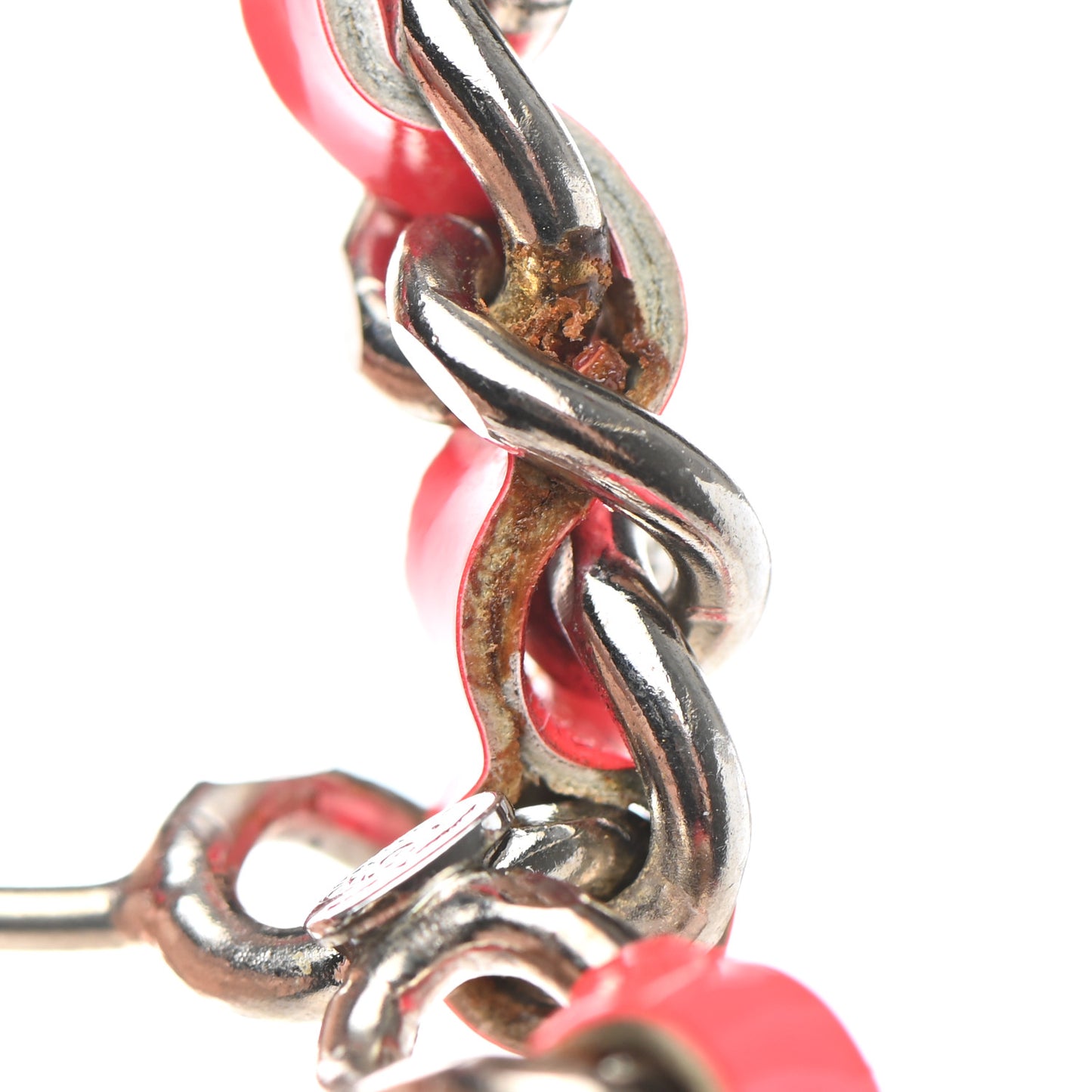 Lambskin Enamel CC Chain Belt Pink