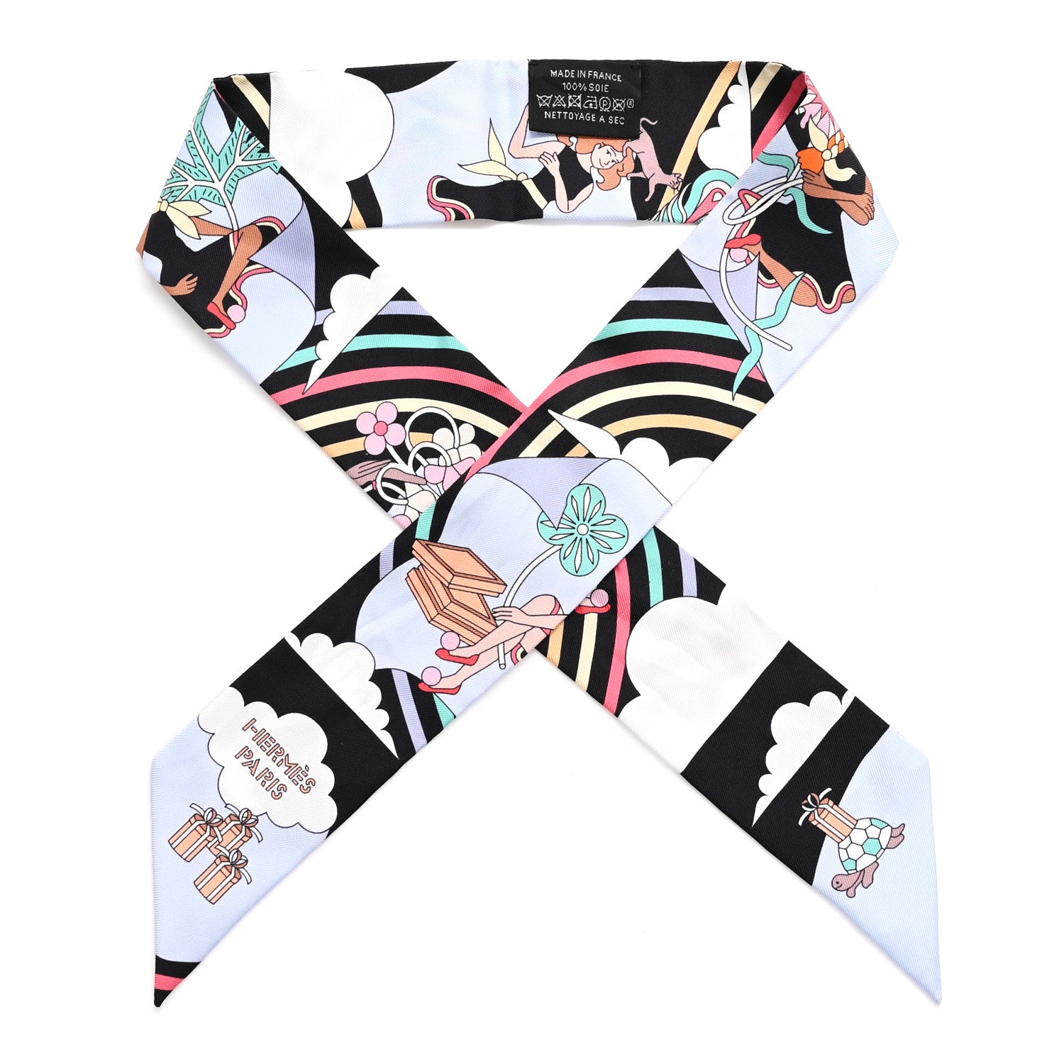 Hermes Silk Carres Volants Twilly Black Ciel Multicolor 1 of 4