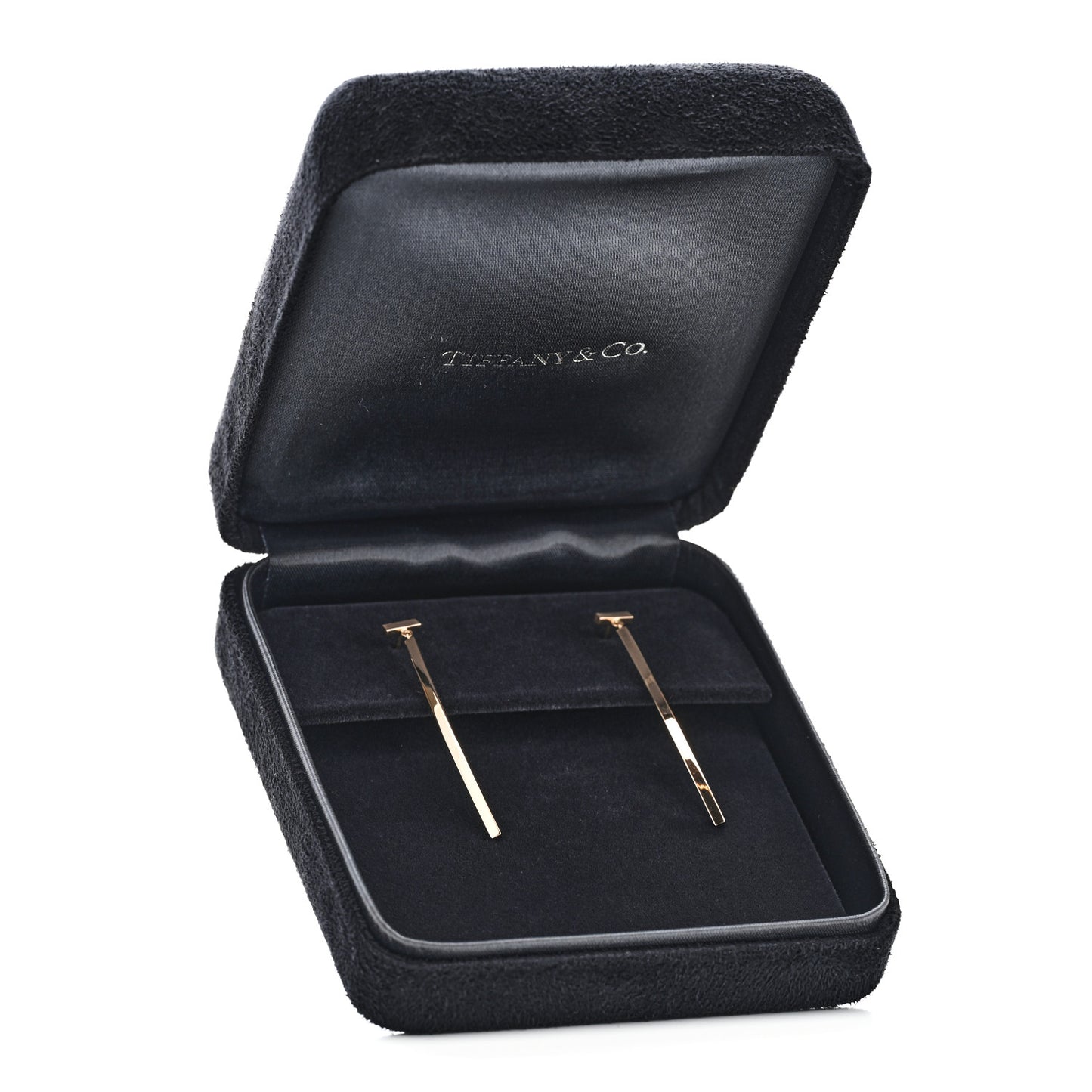 18K Rose Gold T Bar Earrings