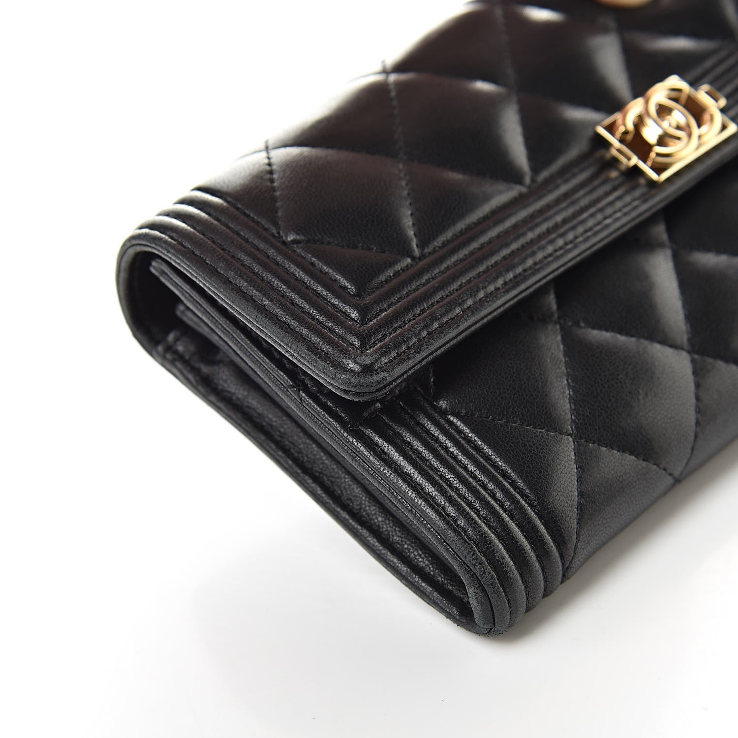 Chanel Lambskin Quilted Boy Flap Wallet Black 14 of 20