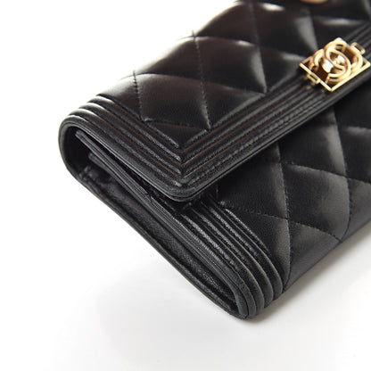 Chanel Lambskin Quilted Boy Flap Wallet Black 14 of 20