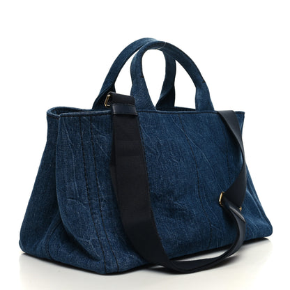 Prada Denim Logo Tote Bleu 3 of 11