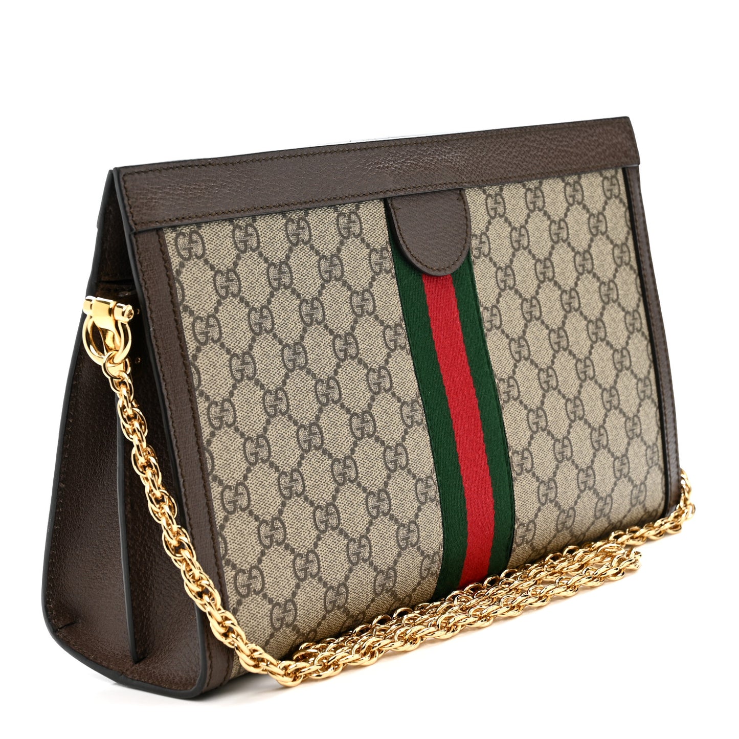 GG Supreme Monogram Web Medium Ophidia Chain Shoulder Bag Brown