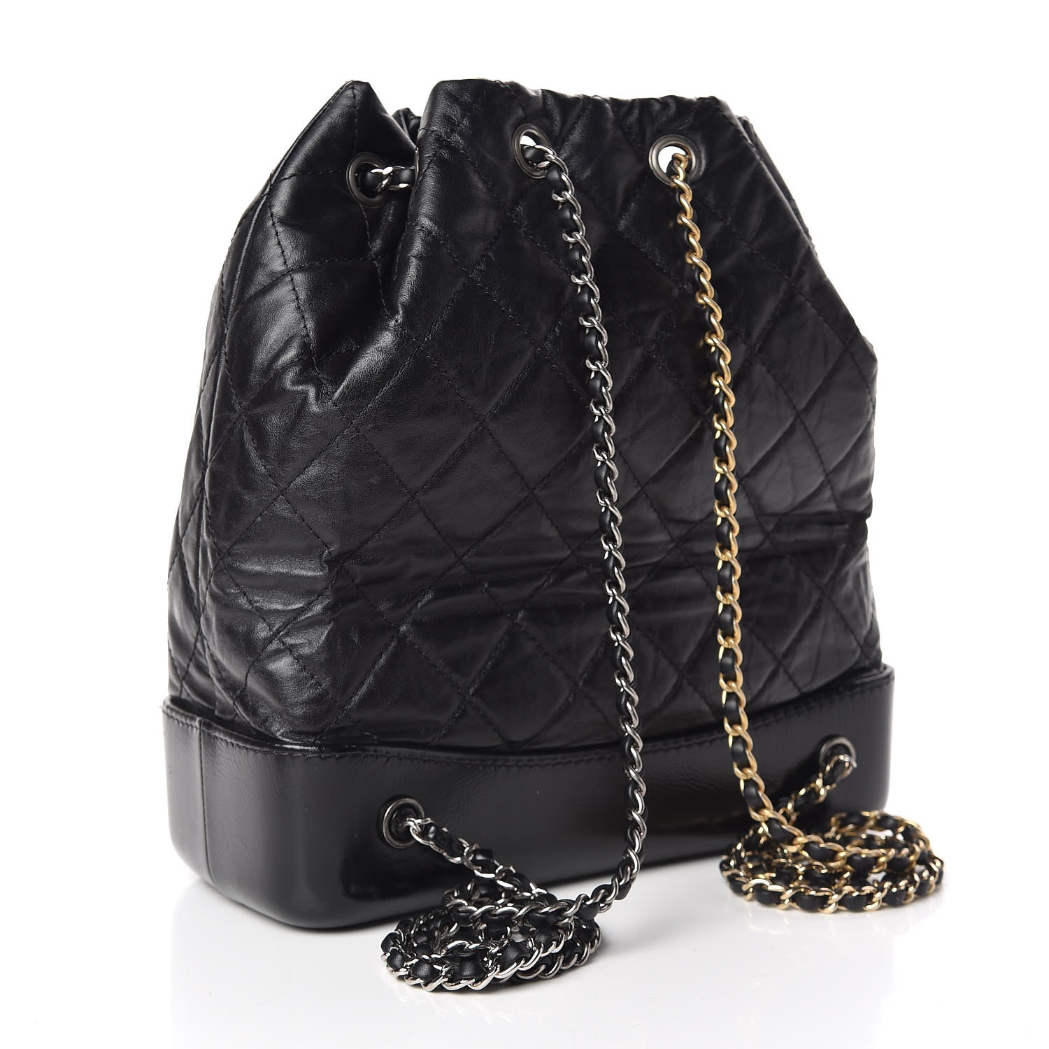 Chanel Aged Calfskin Quilted Gabrielle Backpack Black 3 of 9