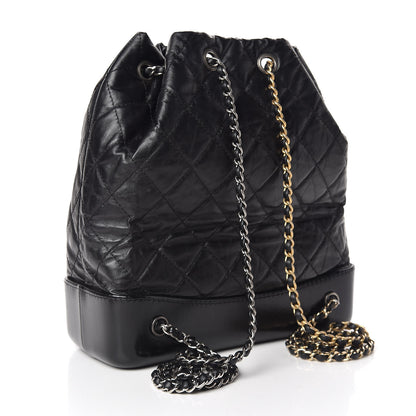 Chanel Aged Calfskin Quilted Gabrielle Backpack Black 3 of 9