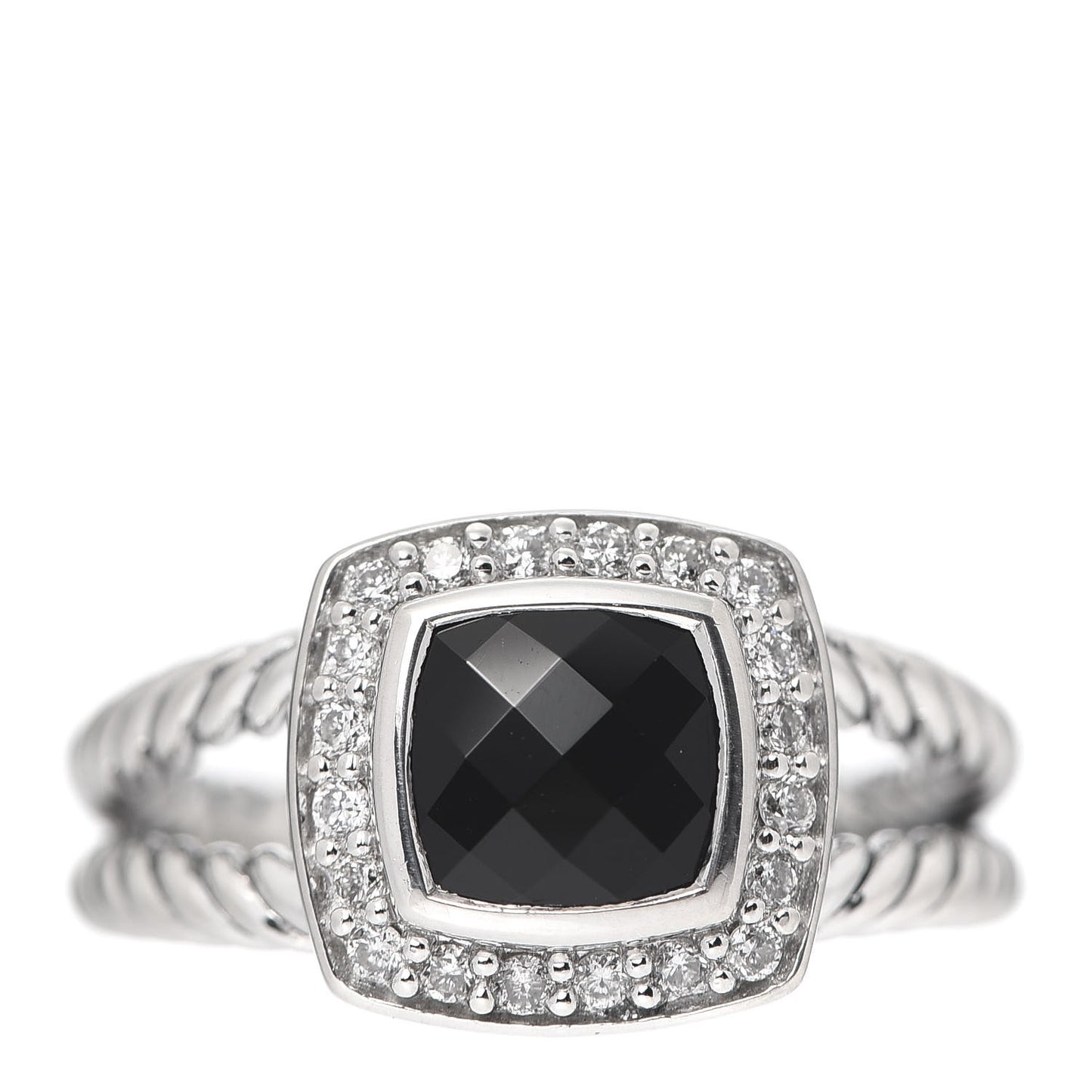 Sterling Silver Diamond Black Onyx 7mm Petite Albion Ring 52 6