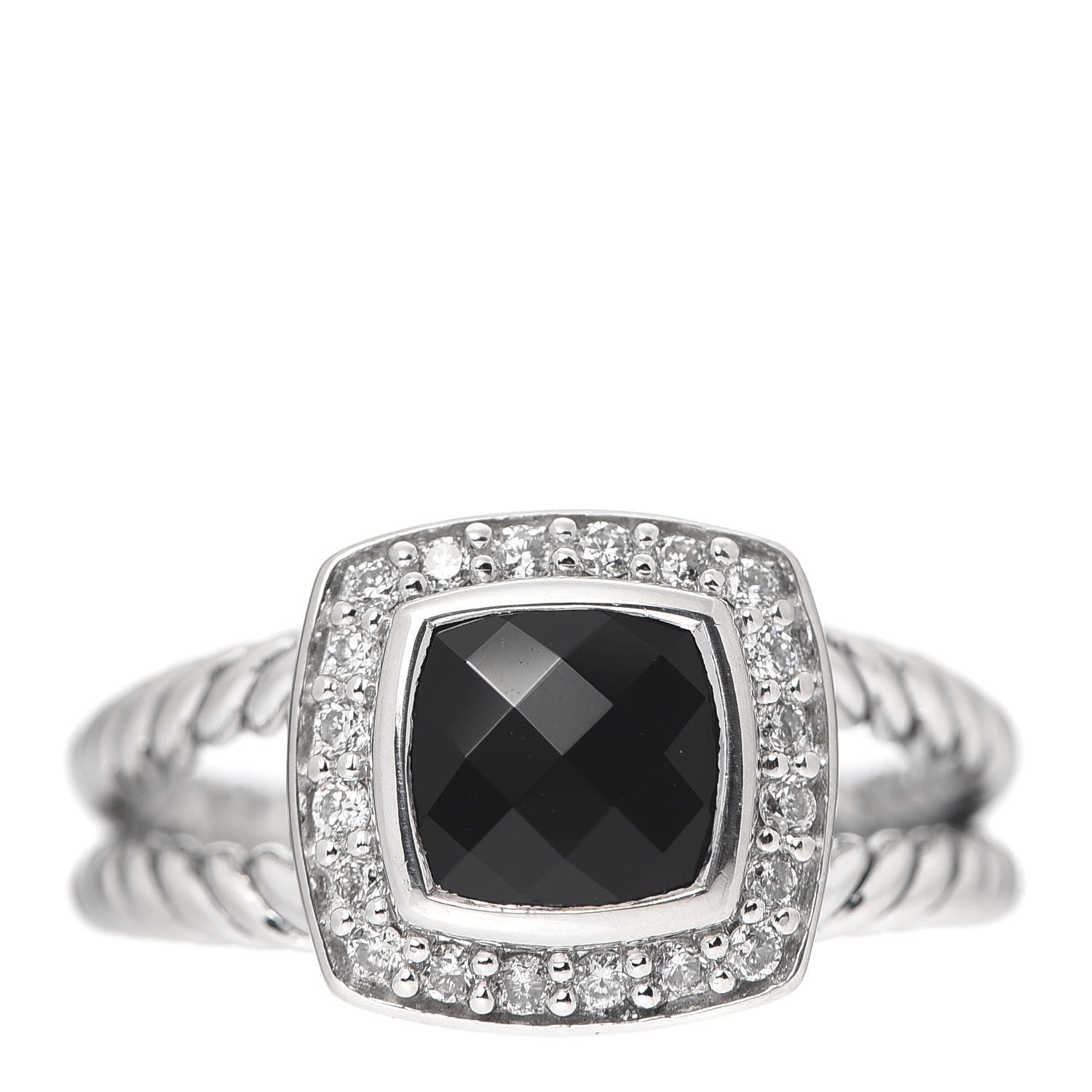 David Yurman Sterling Silver Diamond Black Onyx 7mm Petite Albion Ring 52 6 1 of 5