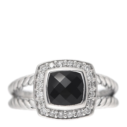 David Yurman Sterling Silver Diamond Black Onyx 7mm Petite Albion Ring 52 6 1 of 5