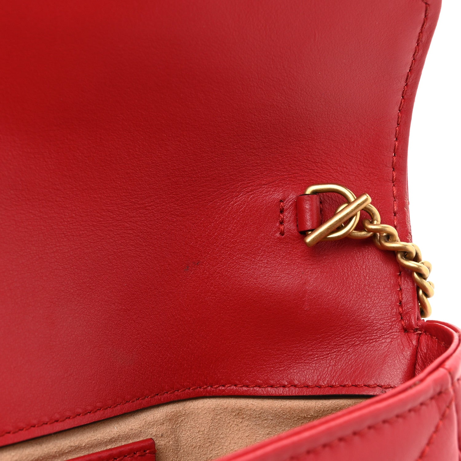 Gucci Calfskin Matelasse Super Mini GG Marmont Shoulder Bag Hibiscus Red 12 of 14