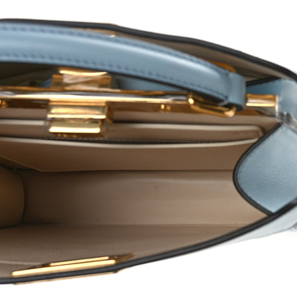 Fendi Vitello Seta Shiny Nappa Small Peekaboo I SEE U Satchel Azzurro Baby Camelia 5 of 9