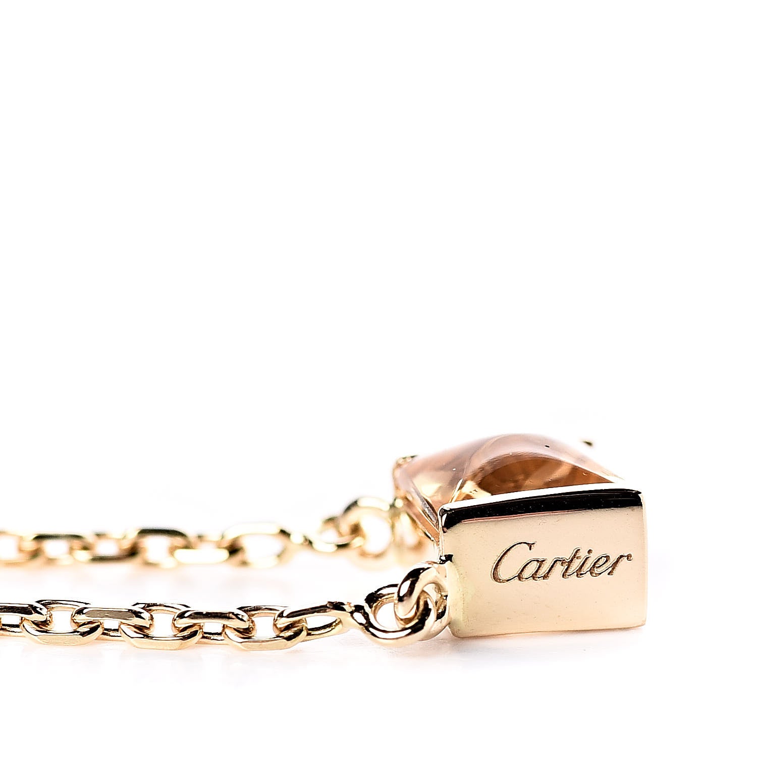 Cartier 18K Yellow Gold Citrine Tank Pendant Necklace 5 of 6