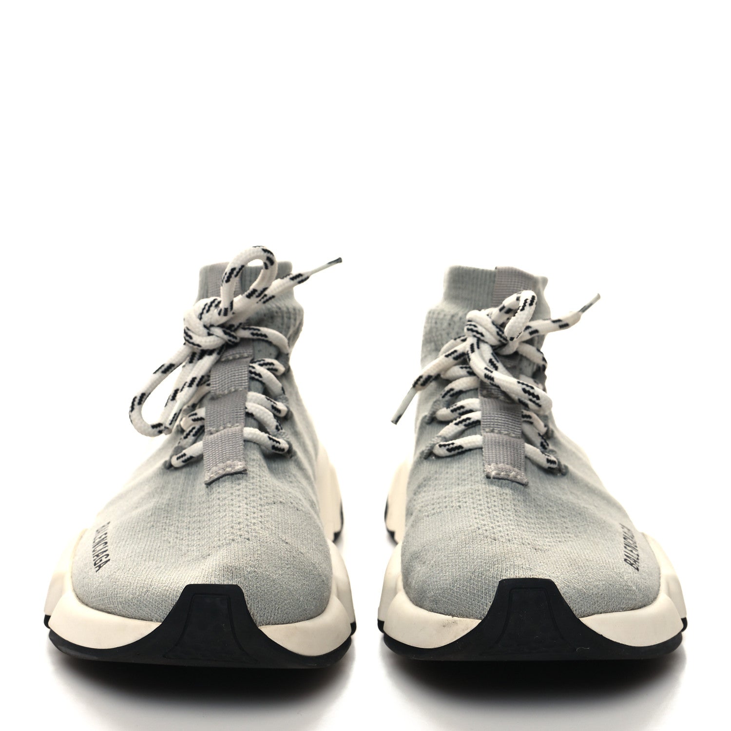 Balenciaga Neoprene Knit Womens Speed Lace Up Sneakers 7 Gris 2 of 8