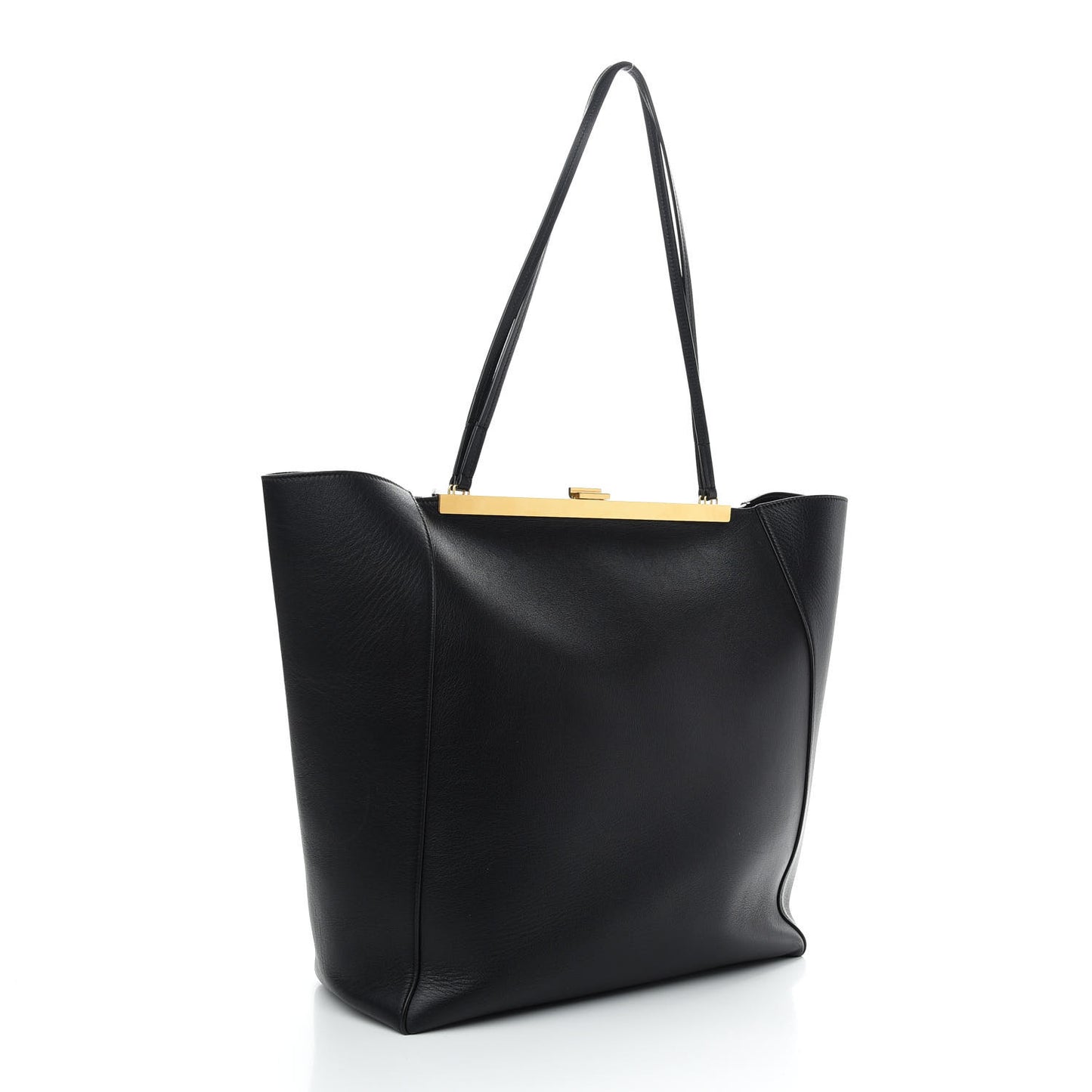 Calfskin Large Clasp Cabas Black