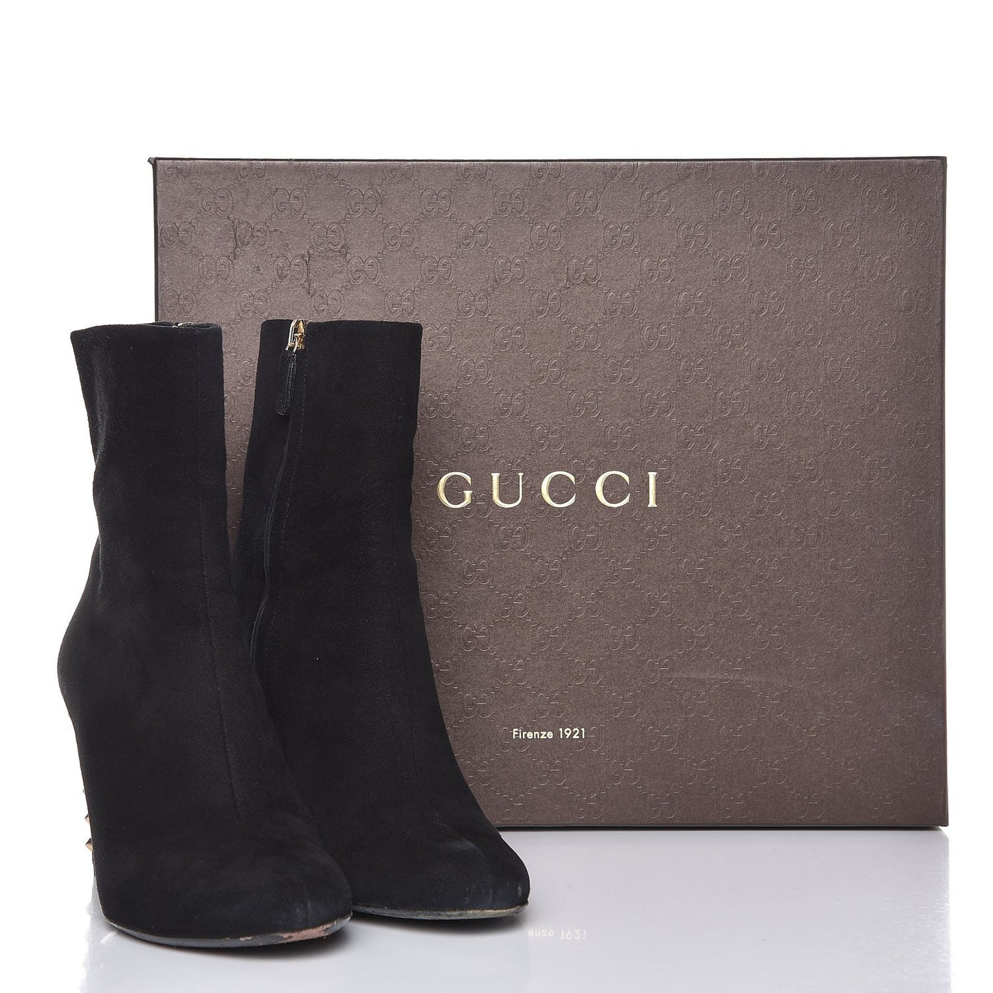 Suede Studded Melville Heel Ankle Booties 36 Black