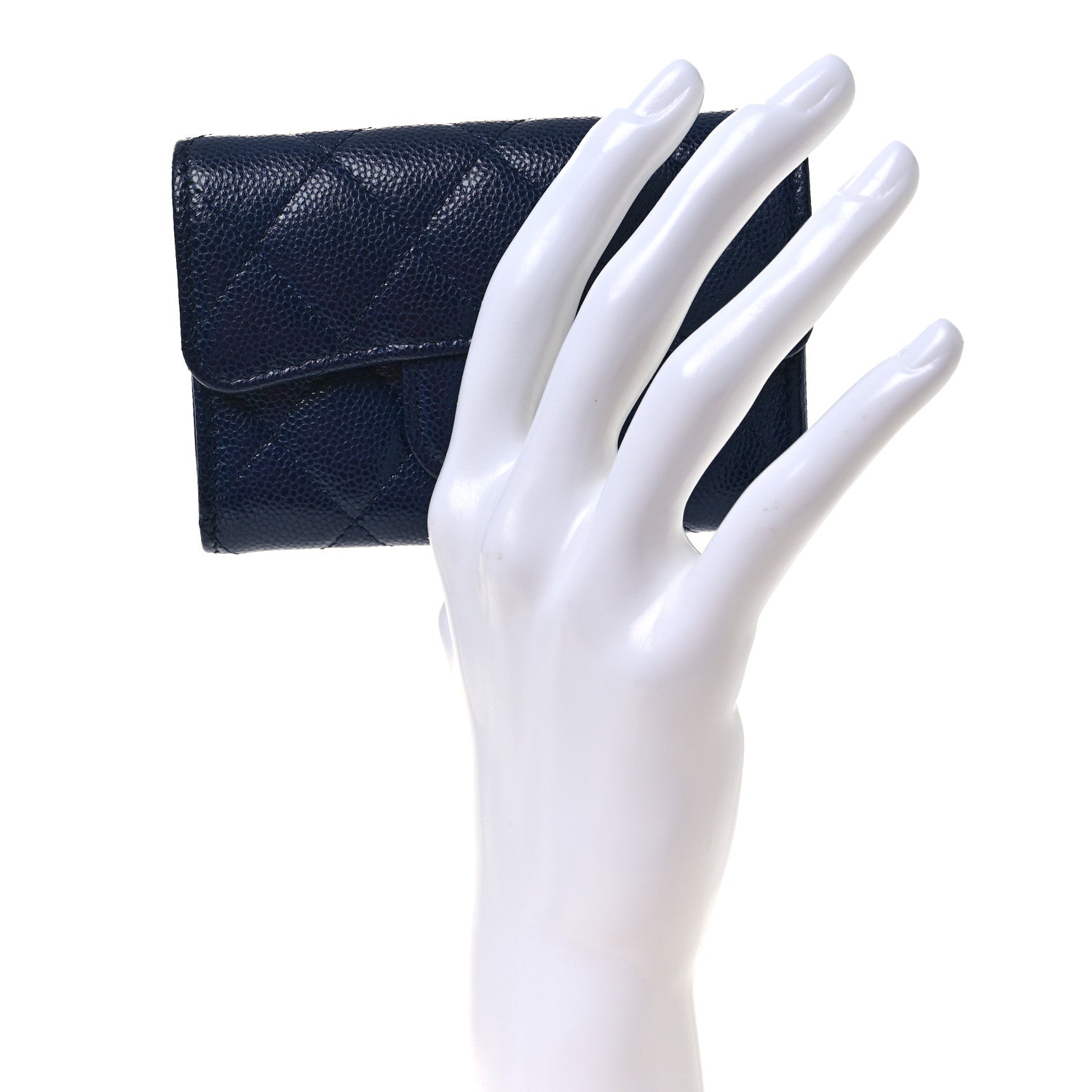 Chanel Caviar Quilted Flap Card Holder Wallet Navy Blue 2 of 10