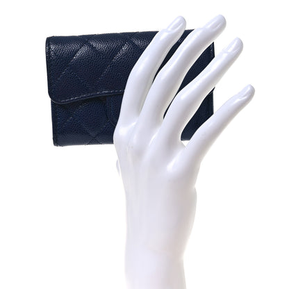 Chanel Caviar Quilted Flap Card Holder Wallet Navy Blue 2 of 10