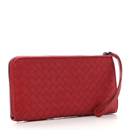 Bottega Veneta Nappa Intrecciato Half Zip Around Wallet Red 3 of 9