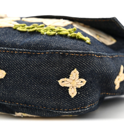 Fendi Denim Flower Applique Baguette Blue 9 of 11