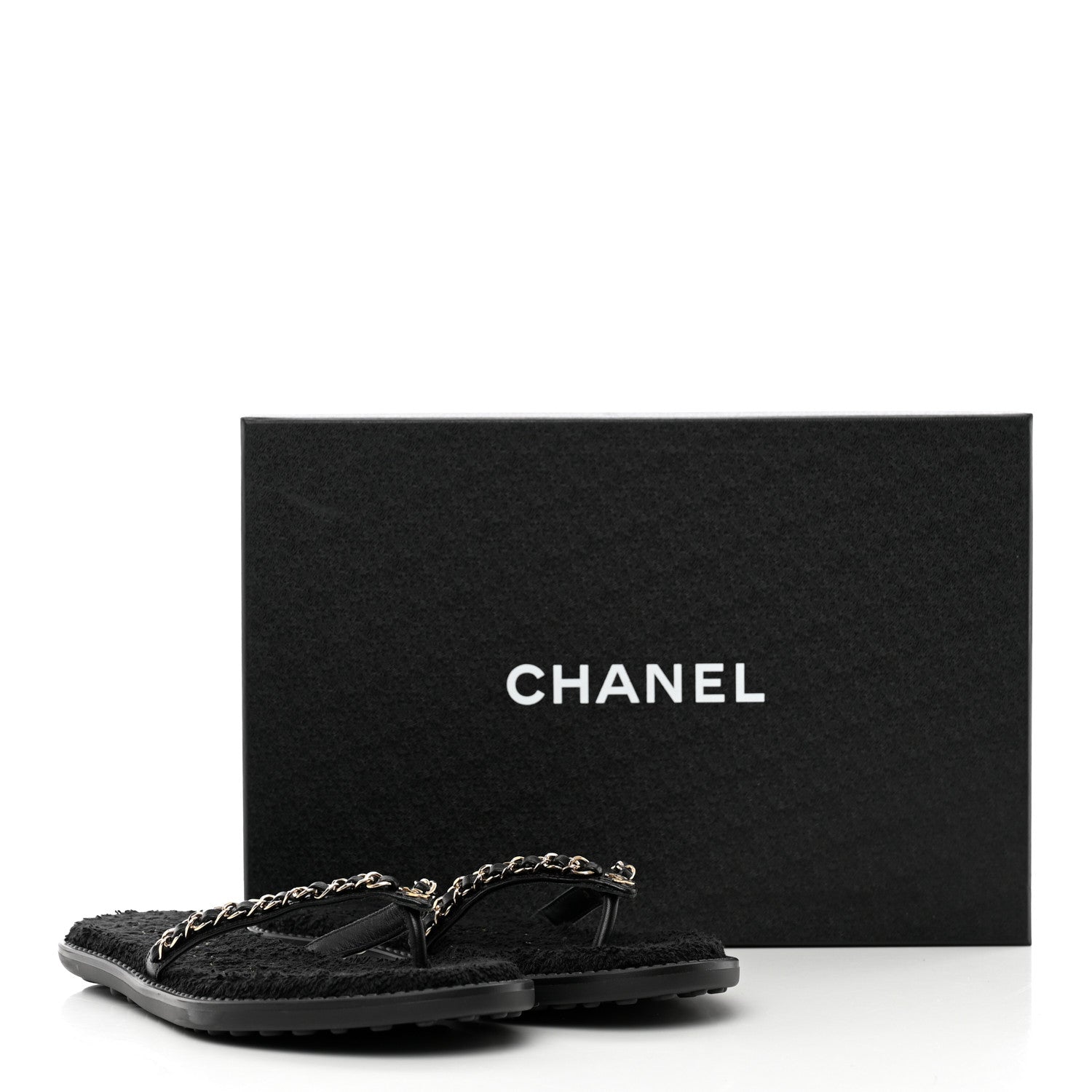 Chanel Lambskin CC Chain Thong Sandals 35 Black 12 of 12