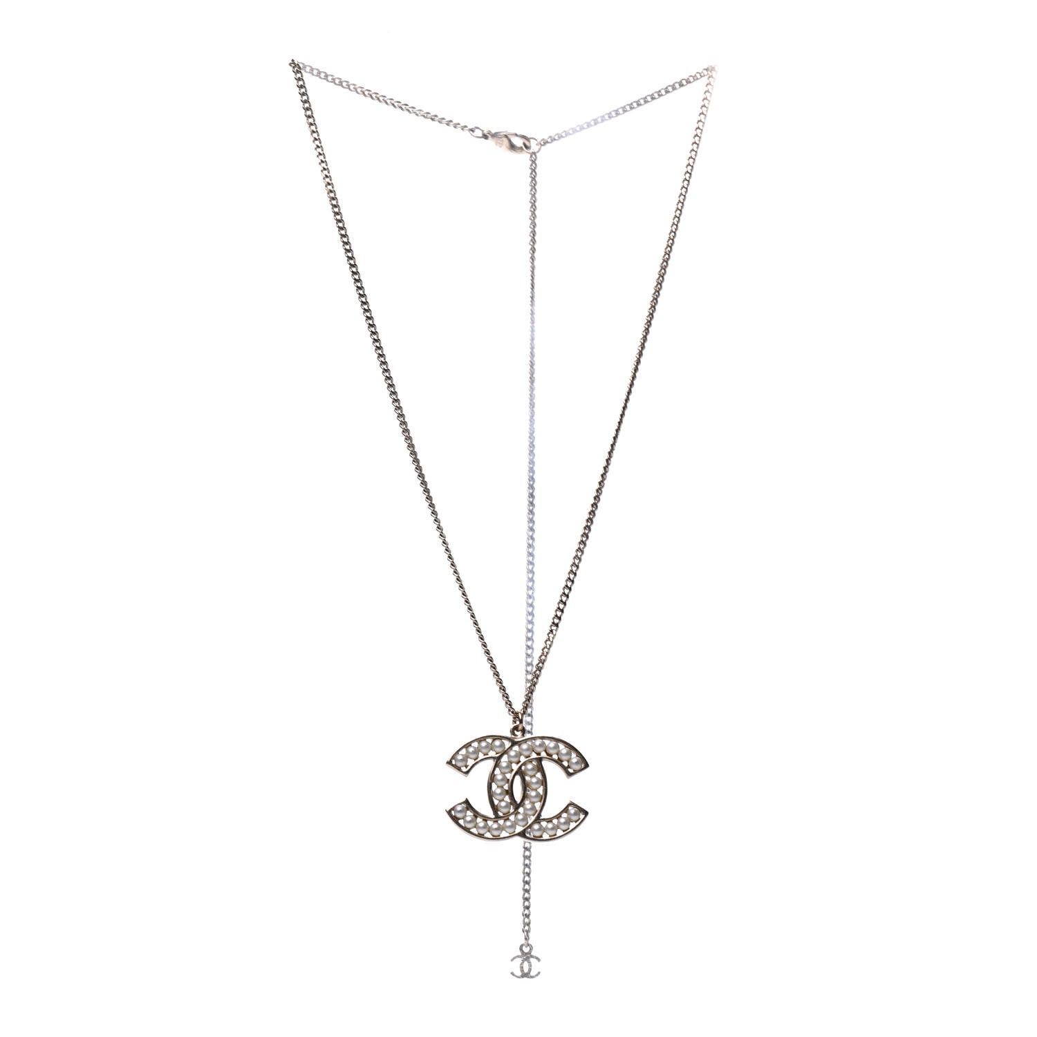 Chanel Pearl CC Pendant Necklace Gold 3 of 6