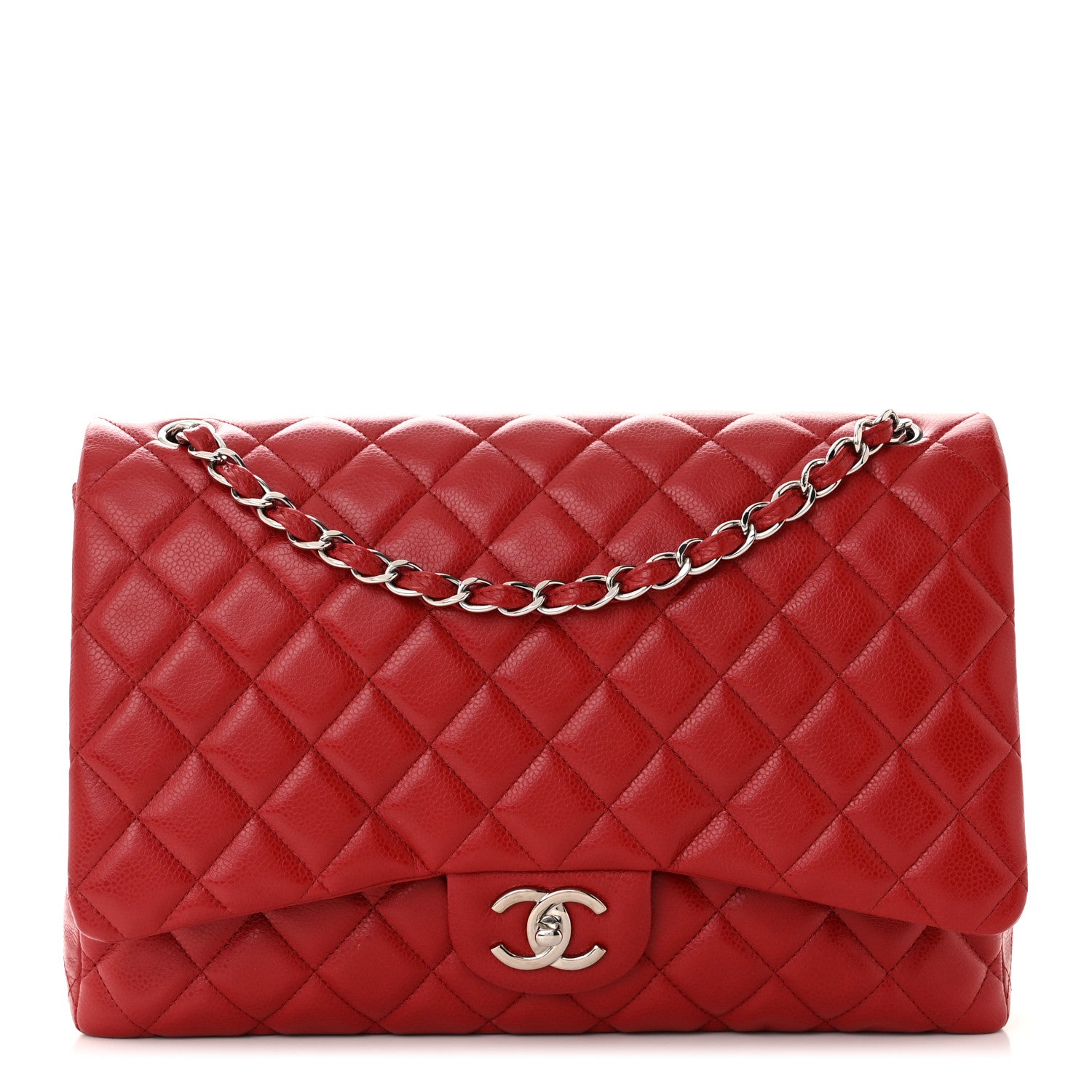 Chanel Caviar Quilted Maxi Double Flap Dark Red 1 of 10