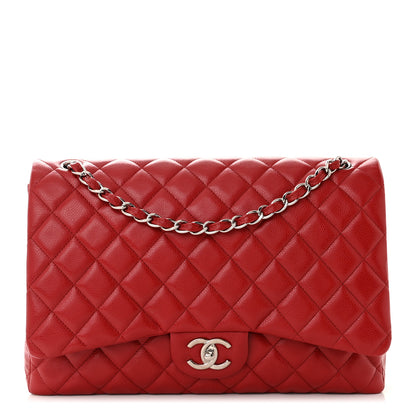 Chanel Caviar Quilted Maxi Double Flap Dark Red 1 of 10