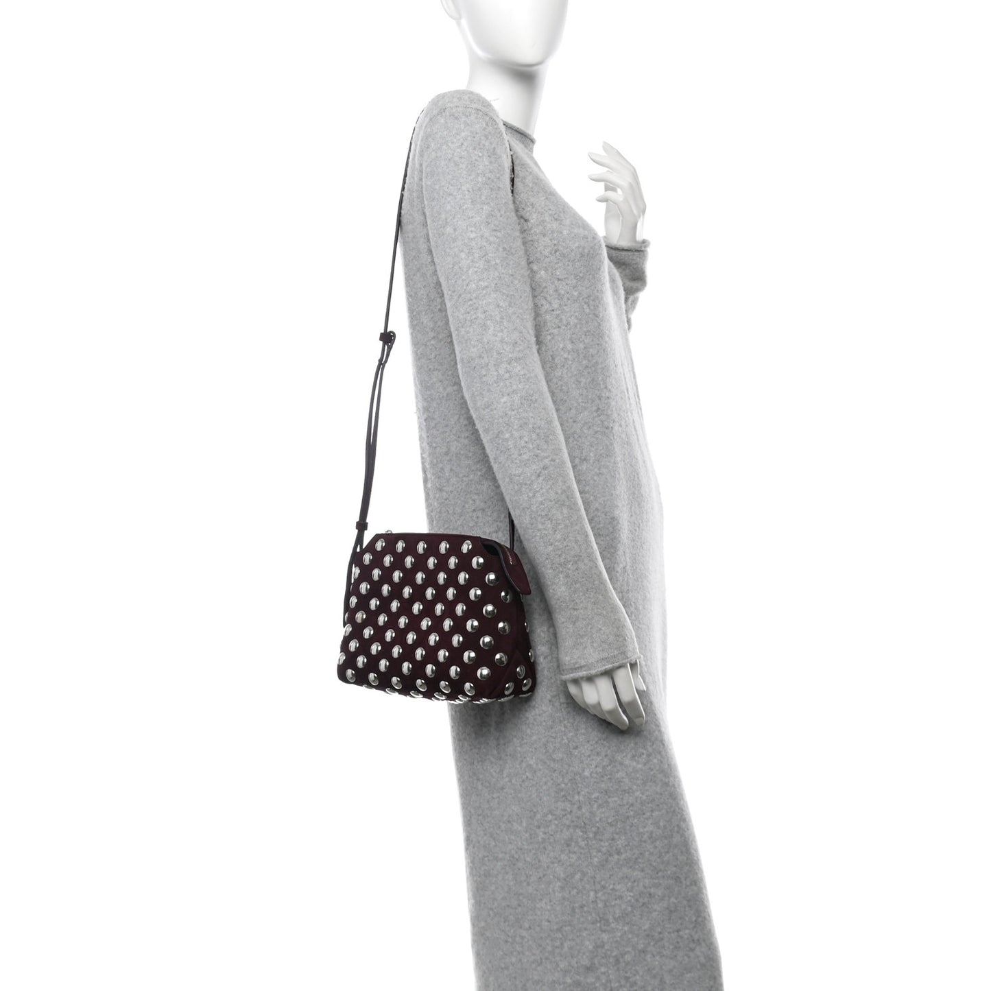 Suede Studded Lina Crossbody Bag Rouge Noir