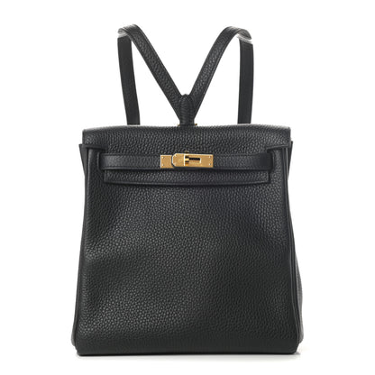 Hermes Taurillon Clemence Kelly Ado Backpack Black 1 of 10