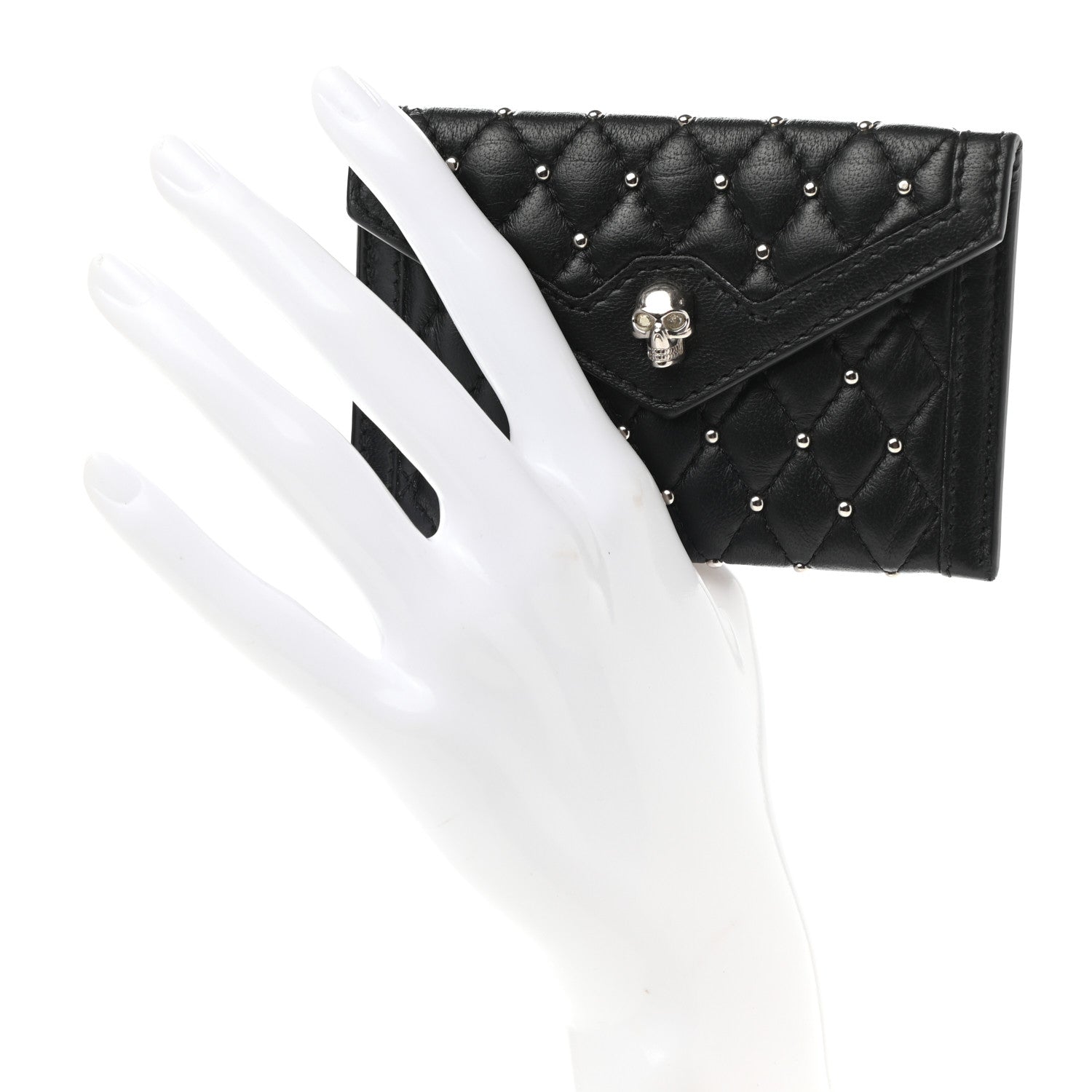 Alexander McQueen Nappa Studded Skull Envelope Card Holder Black 2 of 9